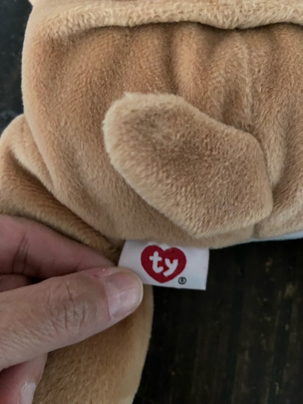 Ty Pillow Pals Collection Bruiser. Tan and White Bulldog Plush with Heart Tag - Picture 5 of 6
